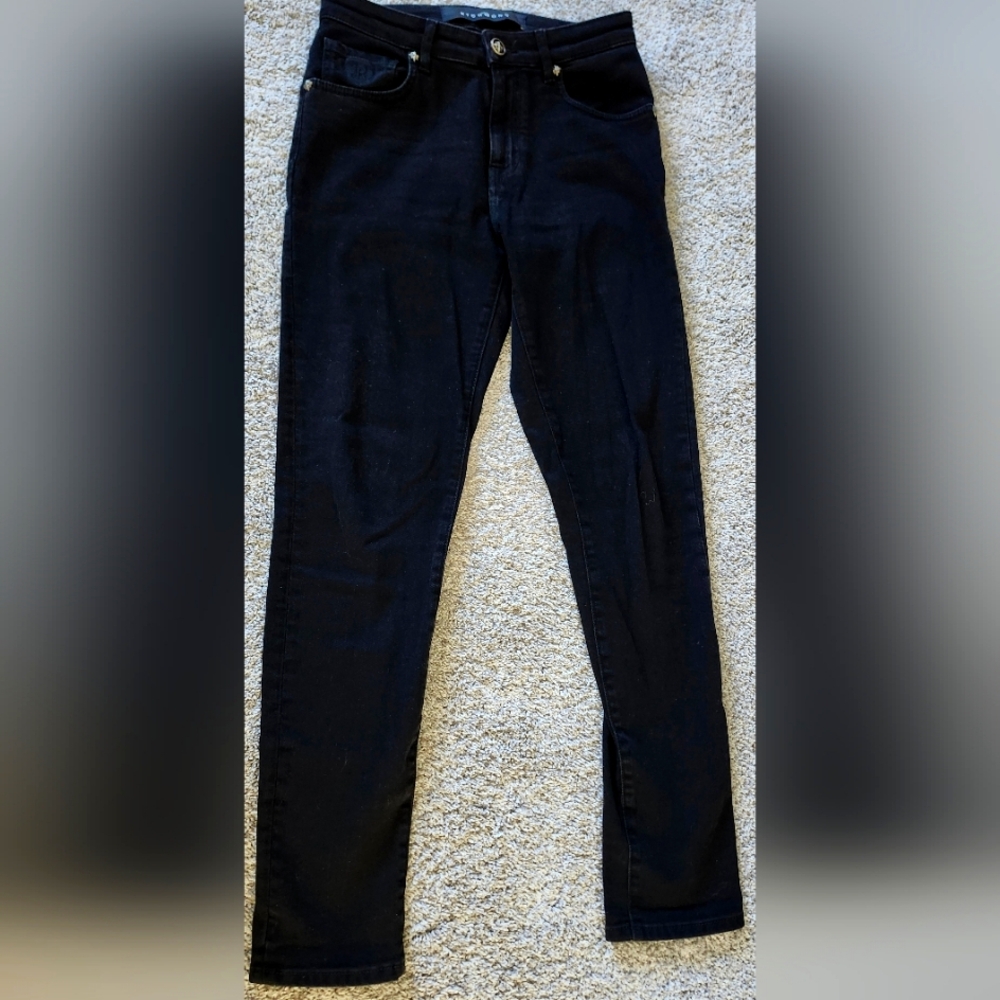 John Richmond womens designer straight let jeans size 27 black studded logo